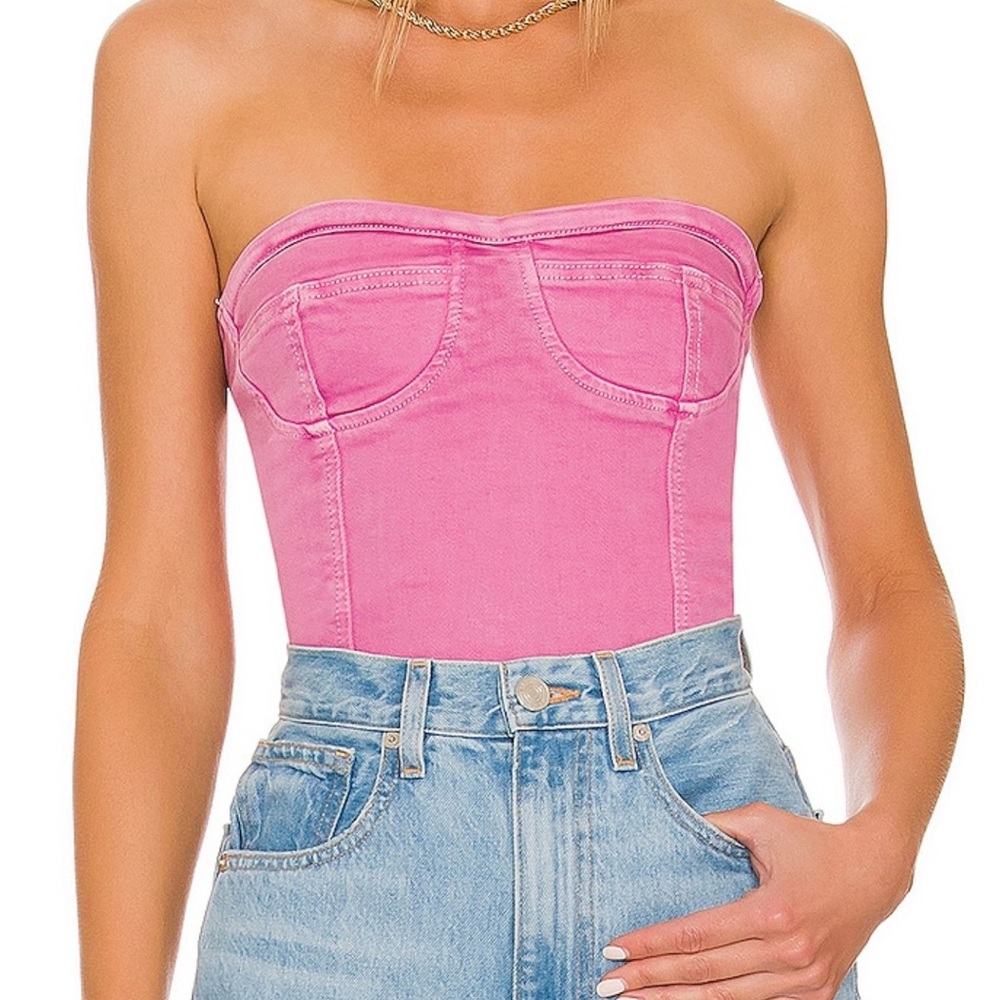 Superdown Pink Denim Bustier